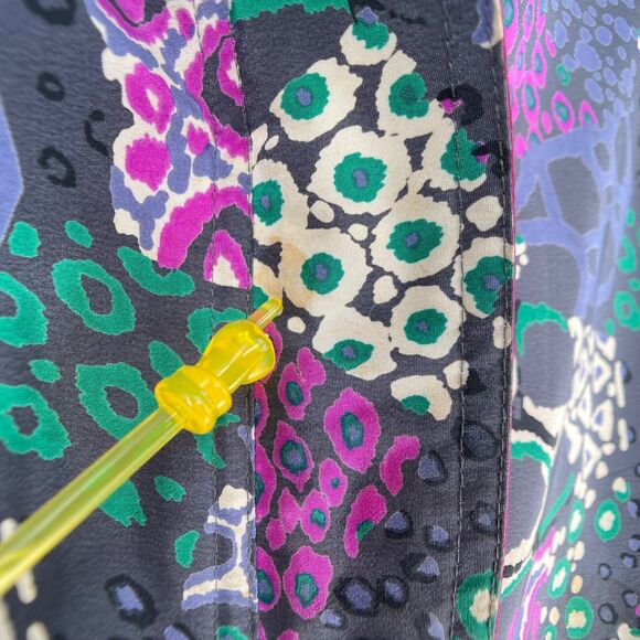 Vintage 80s Silk Reversible Jacket Funky Geometric Solid Fuschia Pink Oversized - Picture 5 of 10